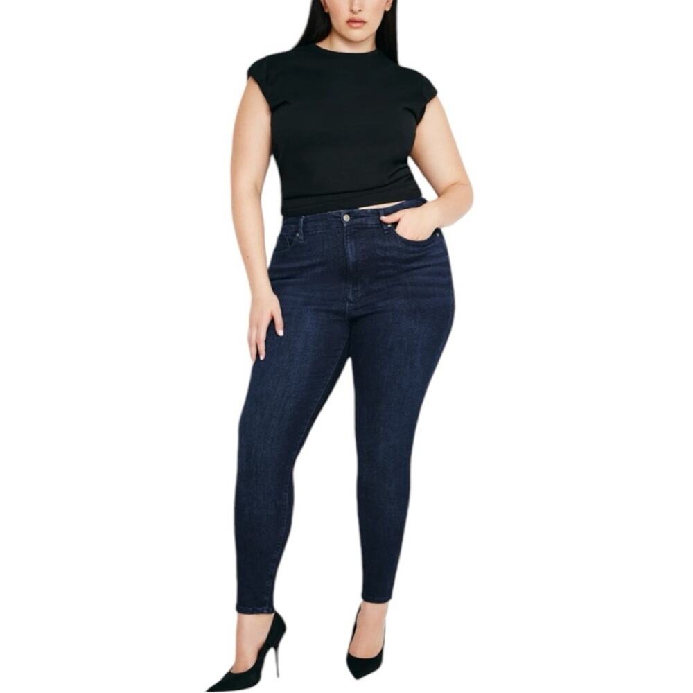 NWT Good American Good Legs Dark Blue Mid-Rise Skinny Jeans Size 20 Retail $99